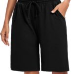 ASIMOON Womens Bermuda Shorts Lounge Athletic Shorts Loose Running Shorts Casual Long Yoga Shorts with Pockets