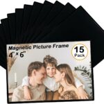 Magnetic Picture Frame, 15 Pack 4x6 Photo Frame for Fridge | 15 reusable 4x6 magnetic frames with strong magnets. Display photos on refrigerators, lockers and offices.