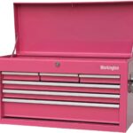 Workington Portable Metal Tool Chest with 6 Drawers, 24" 6-Drawer Tool Chest Cabinet with Ball Bearing Drawer Slides, Steel Tool Storage Box Organizer 4005 Pink
