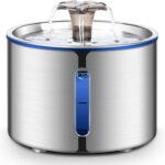 BOORCA Cat Water Fountain, 84oz/2.5L Stainless Steel Pet Water Fountain for Cats, Dogs and Multiple Pets, Automatic Dog Water Dispenser with Water Level Window, Ultra-Quiet Pump