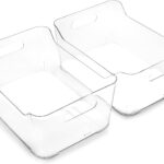 BINO | Plastic Storage Bins, Large - 2 Pack, Clear | THE SOHO COLLECTION | Pantry Organizers and Storage Containers | Fridge Organizer Bins | Kitchen Cabinet Organizer | Medicine Cabinet Bin