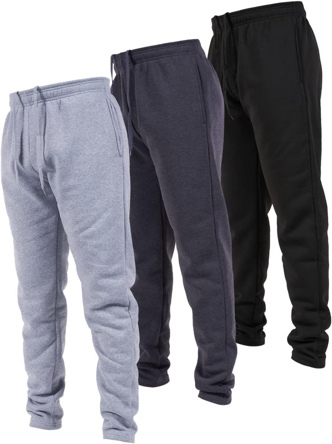 Ultra Performance 3 Pack Mens Open Bottom Sweatpants with Pockets, Casual Sweatpants for Men Ultra Performance 3 Pack Mens Open Bottom Sweatpants with Pockets, Casual Sweatpants for Men