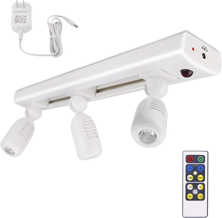 BIGLIGHT LED Track Light, Dimmable Accent Lighting with Rotatable Heads, Plug in Spotlight with Remote for Lighting up Kitchen Sink Cabinet Gallery Picture Bathroom Basement Artwork