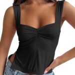 Trendy Queen Womens Cute Summer Going Out Backless Crop Tank Top | Sweetheart Neckline Shirts Y2k Concert Tops for Teen Girl Preppy Clothes