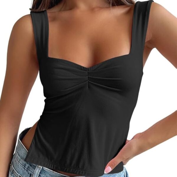 Trendy Queen Womens Cute Summer Going Out Backless Crop Tank Top | Sweetheart Neckline Shirts Y2k Concert Tops for Teen Girl Preppy Clothes