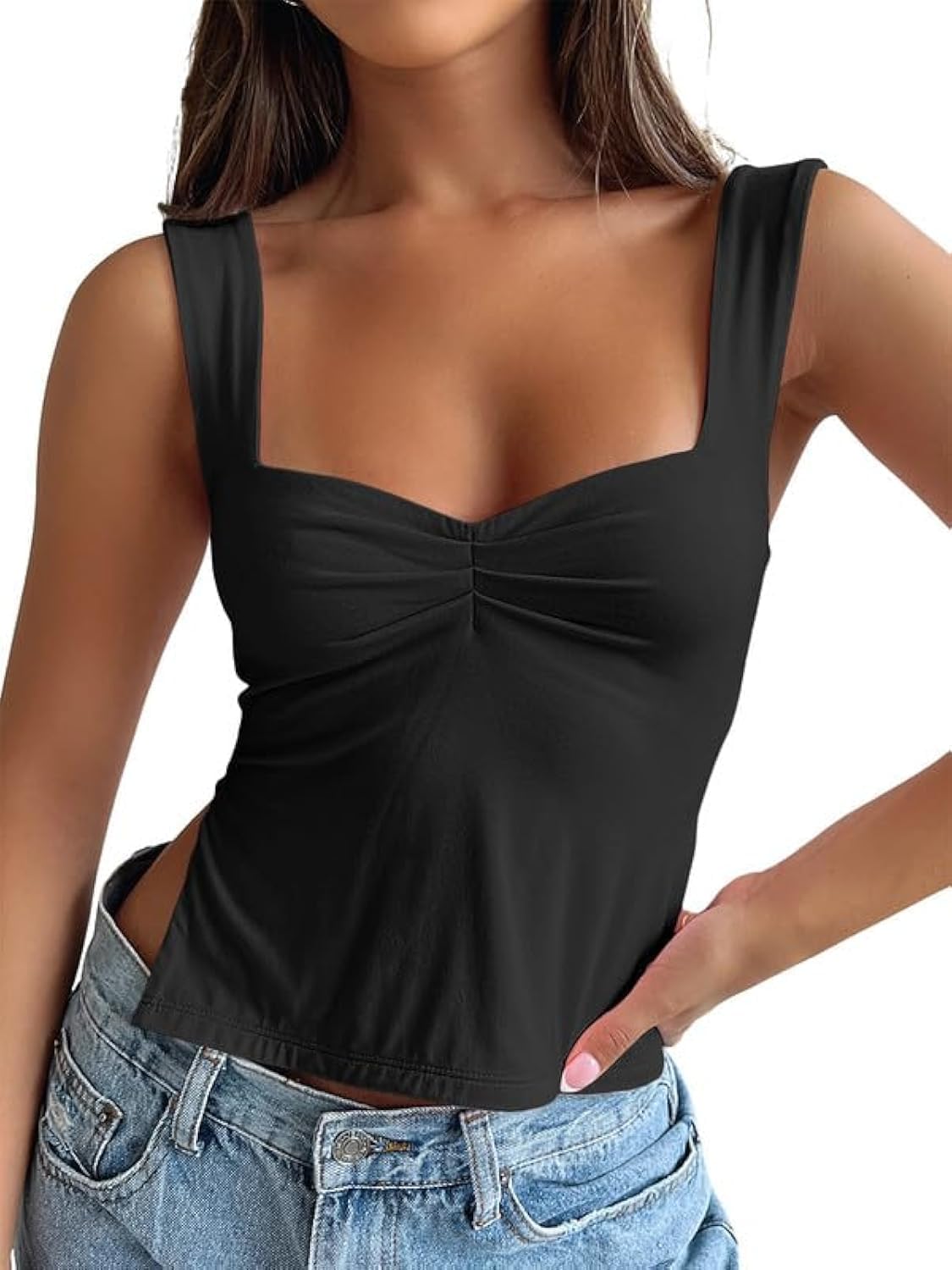 Trendy Queen Womens Cute Summer Going Out Backless Crop Tank Top | Sweetheart Neckline Shirts Y2k Concert Tops for Teen Girl Preppy Clothes Trendy Queen Womens Cute Summer Going Out Backless Crop Tank Top | Sweetheart Neckline Shirts Y2k Concert Tops for Teen Girl Preppy Clothes