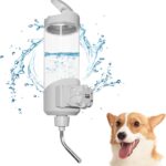 VANNON Top Fill Dog Water Dispenser for Cage, 23oz Auto Feeding Crate Water Bottle for Dogs, Cats & Rabbits, Pet Nozzle Diameter: 12mm, BPA Free, Grey
