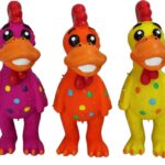 HDP Multipet Latex Squeaking MINI Toy Bundle Color:Chicken Pack of 3