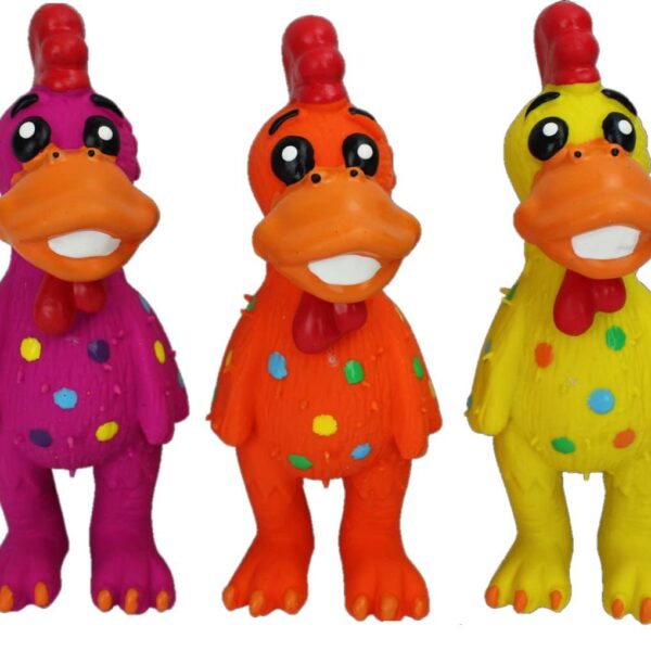 HDP Multipet Latex Squeaking MINI Toy Bundle Color:Chicken Pack of 3