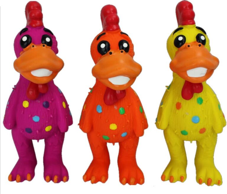 HDP Multipet Latex Squeaking MINI Toy Bundle Color:Chicken Pack of 3