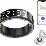 Smart Ring Health Tracker with LED Display Screen, IP68 Waterproof Fitness Tracker, Bluetooth Connection Health Ring Compatible with iOS/Android, Activity Tracker/Heart Rate/Blood Oxygen/Sleep/Step