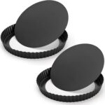 Tosnail 2 Pack 9 Inch Non-Stick Quiche Pan, Fruit Tart Pie Pan with Removable Loose Bottom