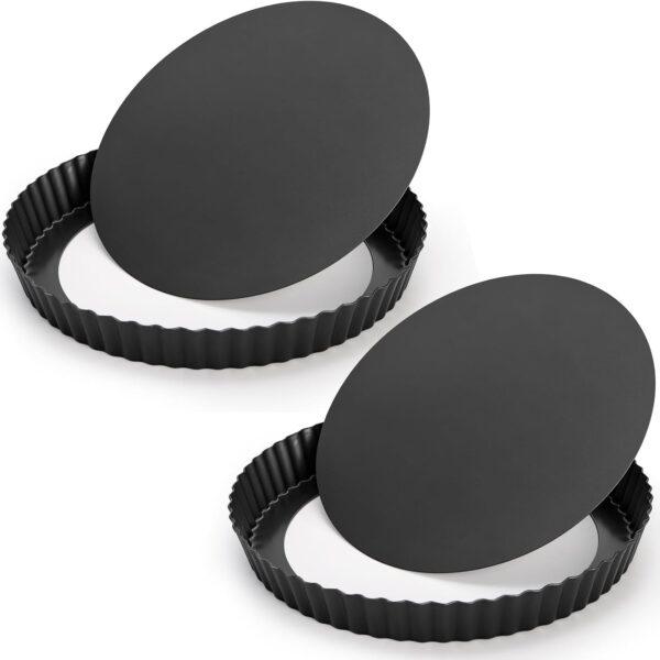 Tosnail 2 Pack 9 Inch Non-Stick Quiche Pan, Fruit Tart Pie Pan with Removable Loose Bottom