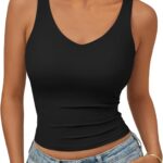Trendy Queen Women's Tank Tops Double Lined Crop Sleeveless Going Out Camisole Summer Fashion Basic Soft Spring Clothes 2026