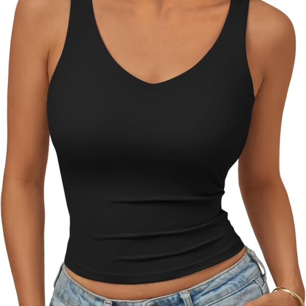 Trendy Queen Women's Tank Tops Double Lined Crop Sleeveless Going Out Camisole Summer Fashion Basic Soft Spring Clothes 2026