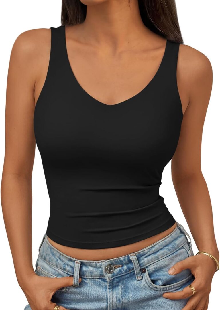 Trendy Queen Women's Tank Tops Double Lined Crop Sleeveless Going Out Camisole Summer Fashion Basic Soft Spring Clothes 2026