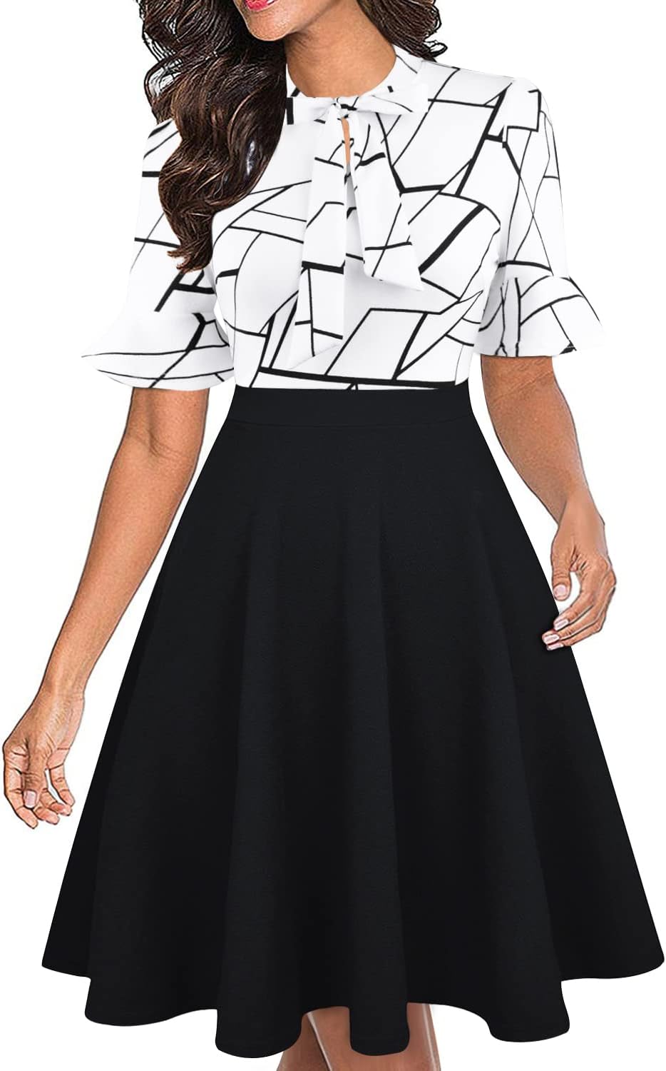 Women Summer Floral Ruffle Sleeve Wear to Work Church Wedding Guest Party Dresses Women Summer Floral Ruffle Sleeve Wear to Work Church Wedding Guest Party Dresses