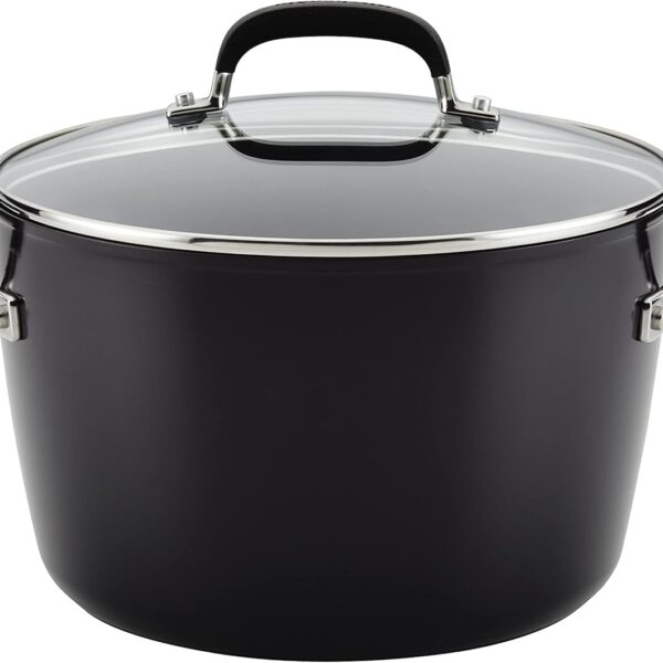KitchenAid Hard Anodized Nonstick Cookware Stockpot with Lid, 8-Quart, Onyx Black