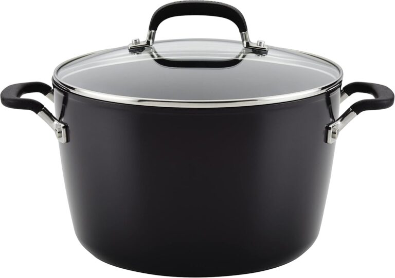 KitchenAid Hard Anodized Nonstick Cookware Stockpot with Lid, 8-Quart, Onyx Black