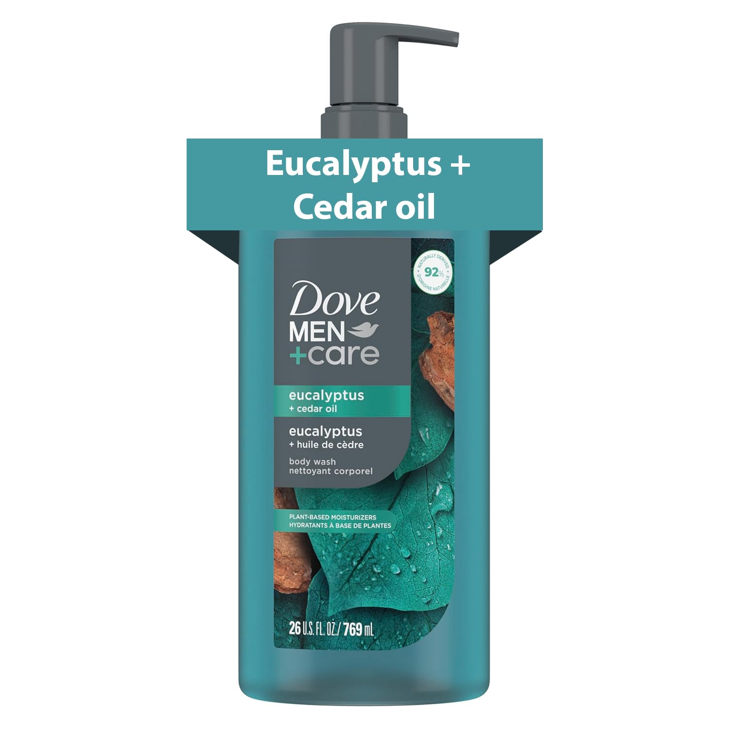 DOVE MEN Eucalyptus + Cedar Oil Moisturizing Body Wash | #1 Dermatologist Body Wash for Men, Sulfate Free, Paraben Free, & Dye Free | 26oz DOVE MEN Eucalyptus + Cedar Oil Moisturizing Body Wash | #1 Dermatologist Body Wash for Men, Sulfate Free, Paraben Free, & Dye Free | 26oz