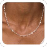 MBW Silver Paperclip Chain Necklace for Women,Dainty Sterling Silver Choker Necklaces for Women Trendy Simple Long Chunky Minimalist Waterproof Link Necklace Jewelry Gifts for Women 16/18/20 in