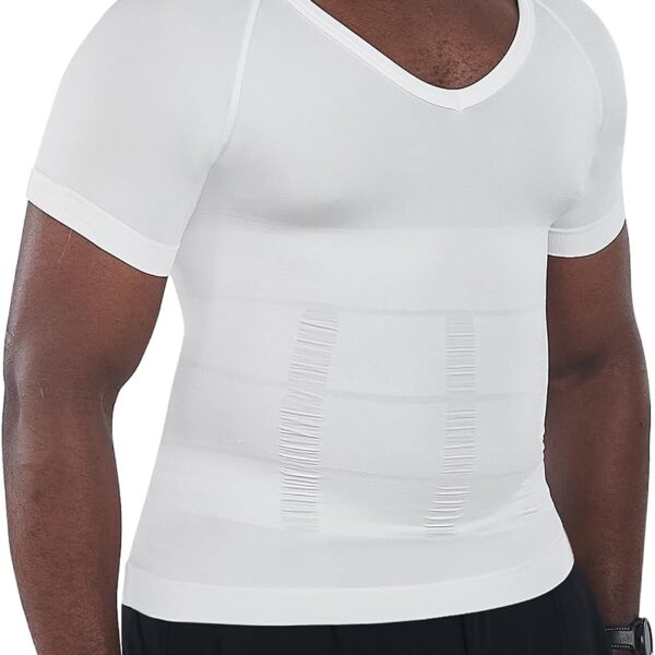 KOCLES Gynecomastia Compression Shirts for Men, Shapewear Slimming Body Shaper Undershirt, V-Neck Baselayer T-Shirt Workout