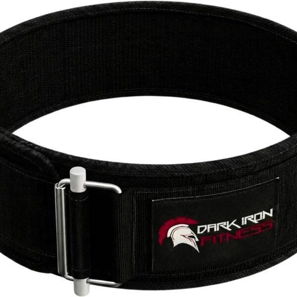 Dark Iron Fitness Self-Locking Weight Lifting Belt for Powerlifting, Squats, Premium Gym Core & Back Support, Weightlifting Training Equipment