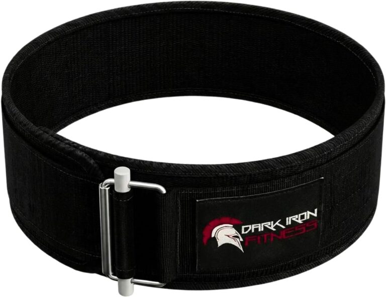 Dark Iron Fitness Self-Locking Weight Lifting Belt for Powerlifting, Squats, Premium Gym Core & Back Support, Weightlifting Training Equipment