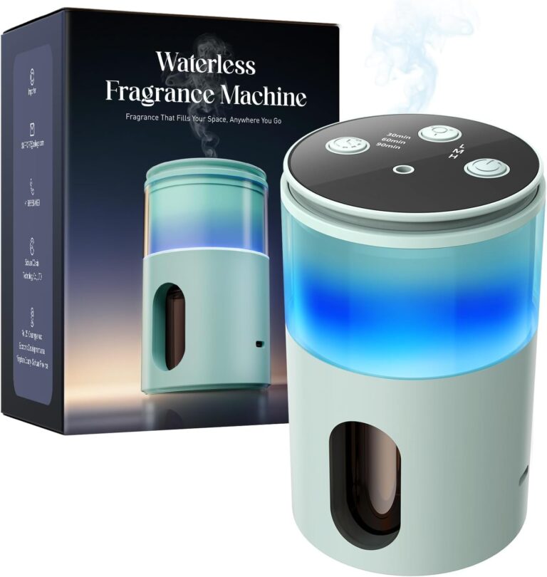 Waterless Essential Oil Diffuser:    Scent Diffuser for Home&Car&Office - Portable Diffuser with 48H Battery, 4 Timers & 3 Mist Levels, Light Green