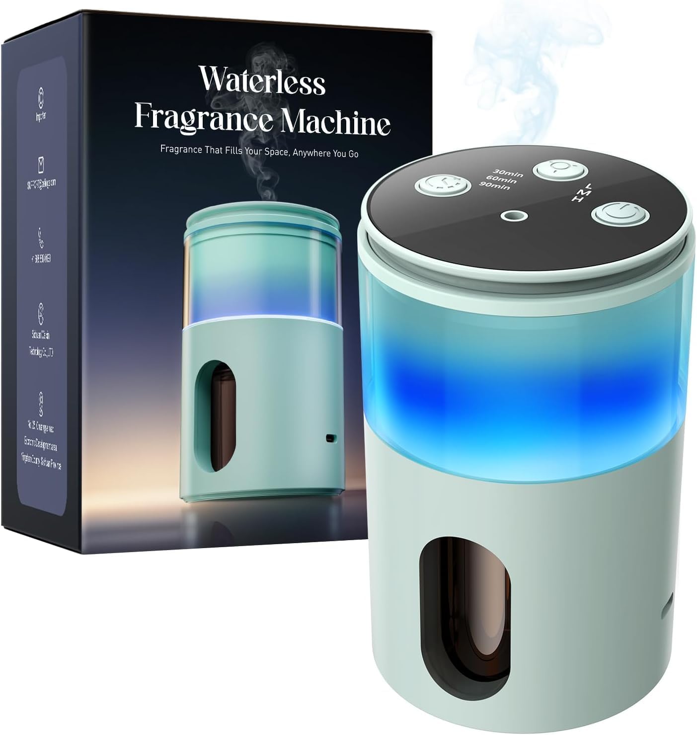 Waterless Essential Oil Diffuser: Scent Diffuser for Home&Car&Office - Portable Diffuser with 48H Battery, 4 Timers & 3 Mist Levels, Light Green Waterless Essential Oil Diffuser: Scent Diffuser for Home&Car&Office - Portable Diffuser with 48H Battery, 4 Timers & 3 Mist Levels, Light Green