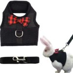 ASOCEA Adjustable Bunny Harness and Leash Breathable Mesh Vest Harness for Rabbits Walking Soft Pet Harness Vest Cloth Lead for Small Animals Rabbits Ferret Kitten Black M