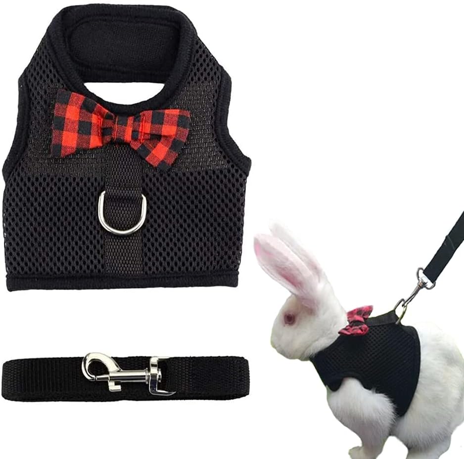 ASOCEA Adjustable Bunny Harness and Leash Breathable Mesh Vest Harness for Rabbits Walking Soft Pet Harness Vest Cloth Lead for Small Animals Rabbits Ferret Kitten Black M ASOCEA Adjustable Bunny Harness and Leash Breathable Mesh Vest Harness for Rabbits Walking Soft Pet Harness Vest Cloth Lead for Small Animals Rabbits Ferret Kitten Black M
