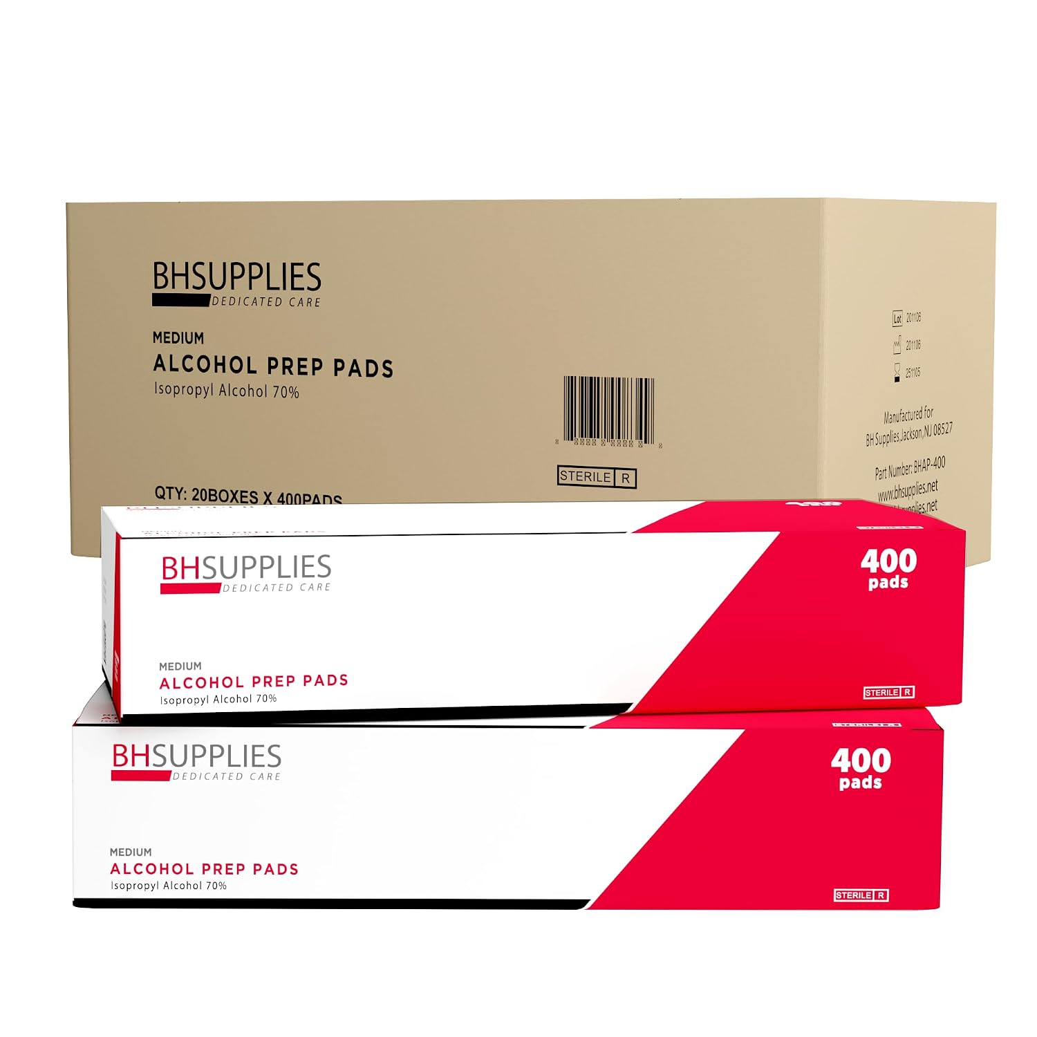 Sterile 2-Ply Alcohol Prep Pads, 70% Isopropyl Alcohol, Medium, 20 Boxes of 400 Wipes by BH Supplies Sterile 2-Ply Alcohol Prep Pads, 70% Isopropyl Alcohol, Medium, 20 Boxes of 400 Wipes by BH Supplies