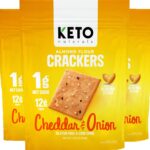 Keto Crackers low carb crackers (Cheddar and Onion) Keto friendly snack crackers almost zero carb no sugar (3 Pack) almond flour healthy snack absolutely gluten free crackers paleo snack friendly