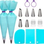 Piping Bags and Tips Set, Cake Decorating Kit Supplies, Frosting Piping Kit for Baking with Pastry Bags and Tips, Standard Converters, Silicone Rings, Reusable Piping Bags for Cookie Icing, Cupcake