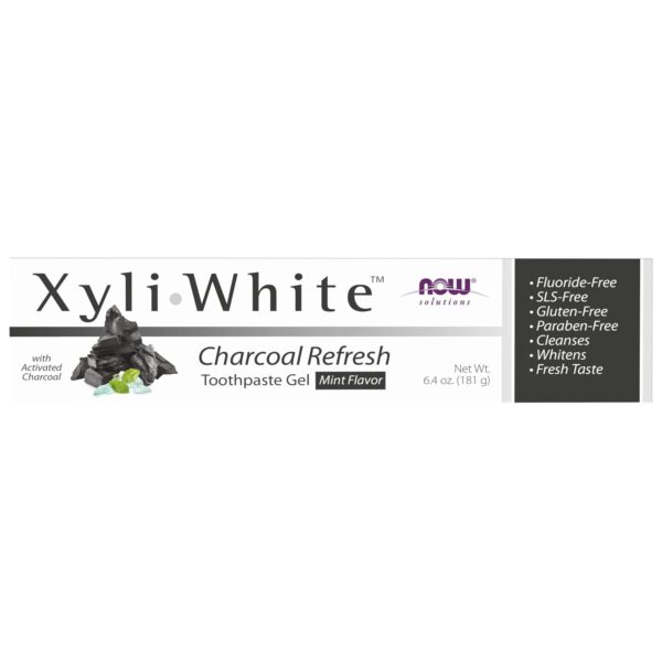 NOW Solutions, Xyliwhite Toothpaste Gel, Charcoal Refresh With Activated Charcoal, Cleanses and Whitens, Fresh Taste, 6.4-Ounce