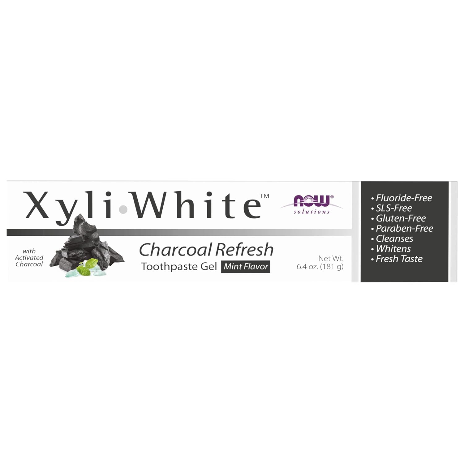 NOW Solutions, Xyliwhite Toothpaste Gel, Charcoal Refresh With Activated Charcoal, Cleanses and Whitens, Fresh Taste, 6.4-Ounce NOW Solutions, Xyliwhite Toothpaste Gel, Charcoal Refresh With Activated Charcoal, Cleanses and Whitens, Fresh Taste, 6.4-Ounce