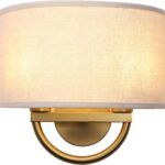 Industrial 2-Lights Wall Sconce Fixtures with Linen Fabric Shade, Double Wall Light Lamps Decor for Hallway Bedroom Living Room Bathroom Stairway