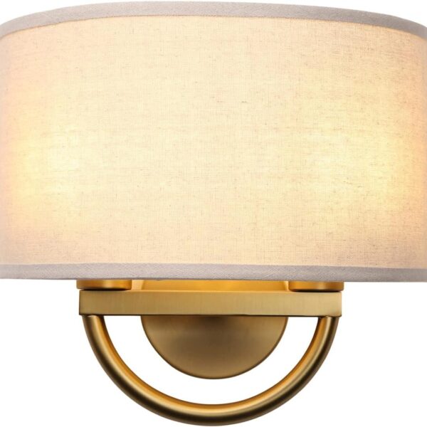 Industrial 2-Lights Wall Sconce Fixtures with Linen Fabric Shade, Double Wall Light Lamps Decor for Hallway Bedroom Living Room Bathroom Stairway