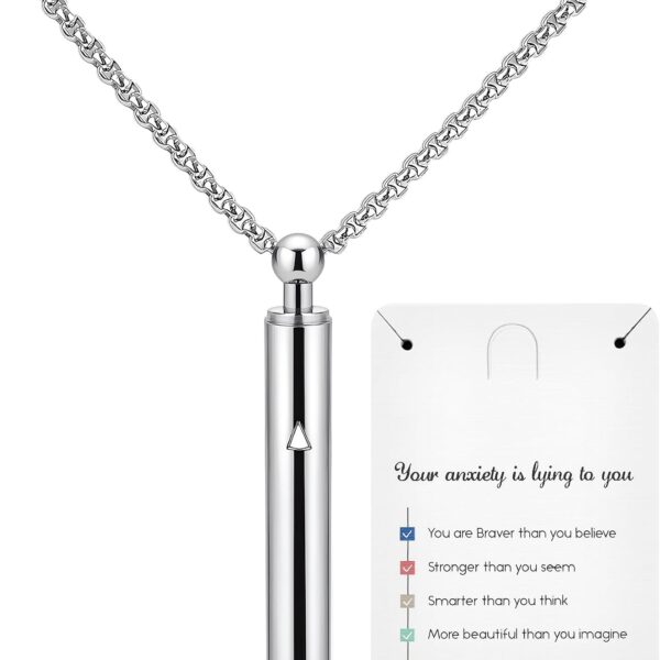 Breathing necklace Mindfulness Anxiety necklace breathing Stainless Teel Stress Relief pendant Meditation Anxiety Relief Gifts for Women Men