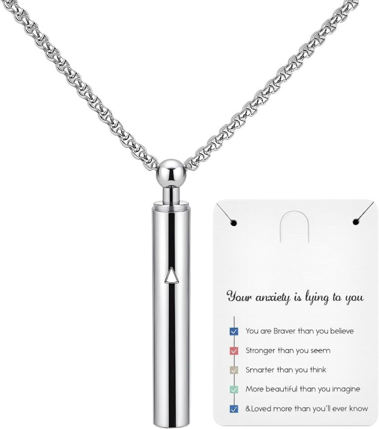 Breathing necklace Mindfulness Anxiety necklace breathing Stainless Teel Stress Relief pendant Meditation Anxiety Relief Gifts for Women Men