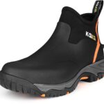 Kalkal Men's Rubber Boots, Waterproof Ankle Rain Boots, Insulated Working Booties with Comfortable Sports Sole, Outdoor Mud Boots for Yard Chore