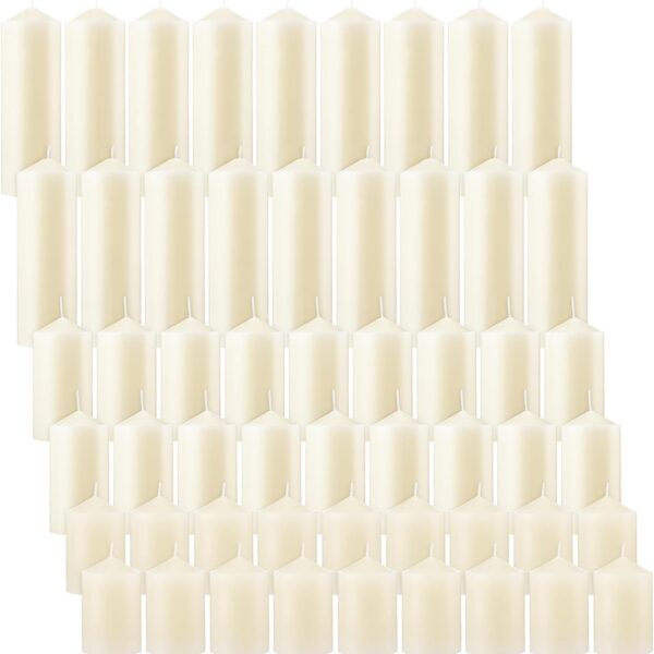 MTLEE 54 Pack Dripless Pillar Candles 3"/4"/6" Unscented Candles Bulk Smokeless Fireplace Assorted Size for Home Wedding Birthday Dinner Holiday Party Decoration (Ivory White)