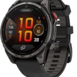 Garmin fnix 8 Pro, 51mm, AMOLED Display, Premium Connected Multisport GPS Smartwatch, inReach Technology, Sapphire, Carbon Gray DLC Titanium with Black/Pebble Gray Silicone Band