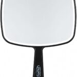 ForPro Professional Collection Premium Hand Mirror with Handle, 6.3" W x 9.6" L, Multi-Purpose Handheld Mirror with Distortion-Free Reflection, Black