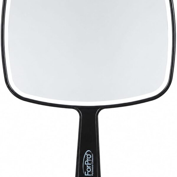 ForPro Professional Collection Premium Hand Mirror with Handle, 6.3" W x 9.6" L, Multi-Purpose Handheld Mirror with Distortion-Free Reflection, Black