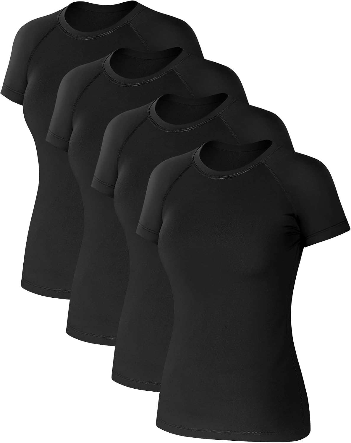 Coume 4 Pack Women's Compression Shirts Short Sleeve Workout Tops Running Athletic Yoga T-Shirt for Gym Sports Gear Quick Dry Coume 4 Pack Women's Compression Shirts Short Sleeve Workout Tops Running Athletic Yoga T-Shirt for Gym Sports Gear Quick Dry