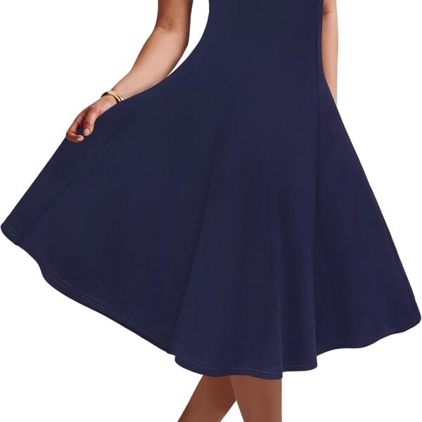 Newshows Women's 2025 Summer Cocktail Dress Stretch Wrinkle-Free Elegant Strapless Tube Formal Evening Party Skater Midi Dress(Navy,S)