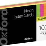 Oxford Neon Index Cards, 4" x 6", Ruled, Assorted Colors, 100 Per Pack (99755EE)