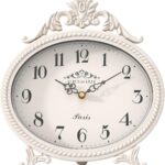 Abdurey Vintage Table Clock,Antique White French Rustic Style Mantel Clock | Desk and Shelf Rustic Decorative Clocks for Living Room,Farmhouse,Bedroom, Bedside,Gift Clocks